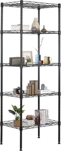 FDW Wire Shelving Unit - 5-Tier Adjustable Metal Shelves for Kitchen & Garage | 17L x 12W x 48H, Black