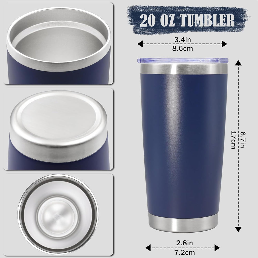 Skiennix 20 oz Stainless Steel Travel Tumblers - Double Wall Insulated Mugs for Hot & Cold Drinks | Navy, 4-Pack
