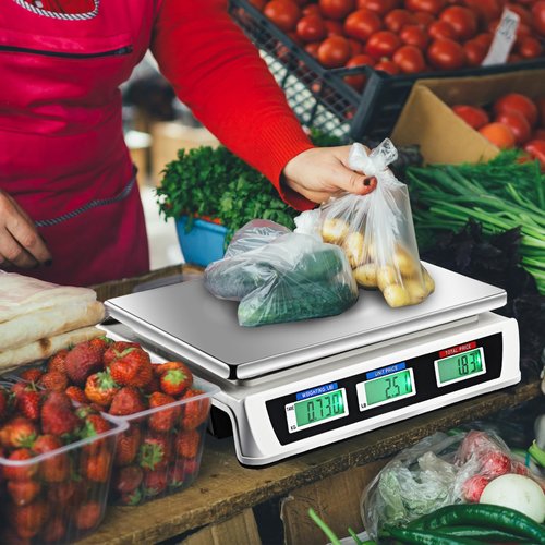 Copkim Commercial Food Scale Digital Weight Food Electronic Price Computing Accurate Meat Produce Scale with LCD Display for Kitchen Farmers Market Deli Shop Retail(88lb/40kg)