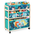 kids Toy Storage Organizer with Wheels, Utility Rolling Cart with Large Storage Capacity for Bedroom, Toy Room, Playroom - Hold Toys, Books, Blankets (Green)