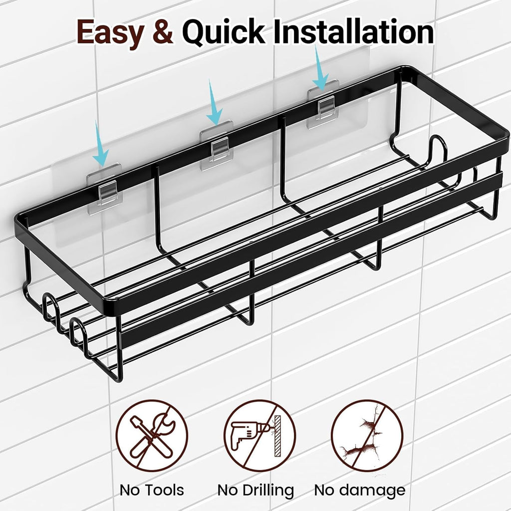 WOWBOX Shower Caddies - 2 Pack Adhesive Hanging Shelves | No-Drill Stainless Bathroom Organizers