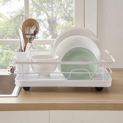 Dish Drying Rack 3 Piece Dish Drainer with Drainboard Set for Kitchen Counter ✅– Dish Rack with Removable Utensil Holder & Swivel Spout for Countertop ✅– DishRack for Plates, Cups & More, White