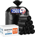 Delxo 30-33 Gallon Trash Bags - Thick, Durable & Puncture-Resistant | 250 Count Black Garbage Bags for Kitchen, Yard & Office