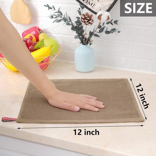 Homaxy 100% Cotton Dish Cloths - Ultra Soft & Absorbent Quick-Drying Towels | 12x12 Inches, 8-Pack, Tan