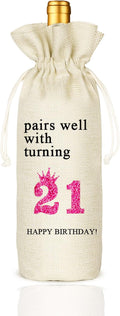 Socive 21st Birthday Wine Bag, Presents for 21st Birthday girl, 21 Years Old Gift Idea Wine Bag for Her Girl Friend, Sister Party Decorations
