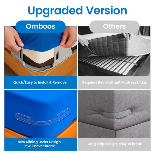 AUKCLAX Bed Sheet Holders for Corners, Bed Sheet Grippers, 4Pcs Fitted Sheet Holder Keep Sheets Firm & Tight, Bed Sheet Straps, Lock Sheet Holders, Bed Sheet Clips Fit Sheet Mattres Easy Install