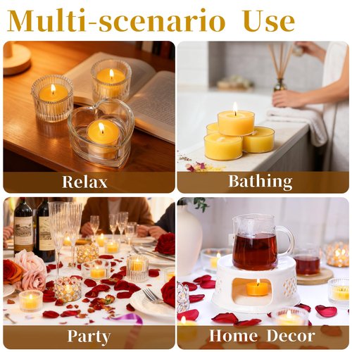 10 Packs Beeswax Tealight Candles Bulk,6 Hours 100% Pure Beeswax Tea Lights Candle in Clear Cup,Natural Scent Bees Wax Candles Small Smokeless Clean Burning Perfect for Wedding Church Home Decor