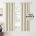 ChrisDowa 100% Blackout Curtains - Birch Solid 63-Inch Thermal Insulated Drapes | 2 Panels for Bedroom & Living Room