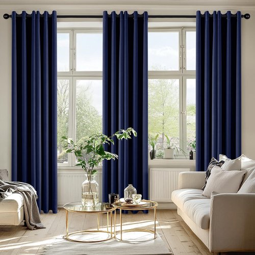 MIULEE Navy Blue Blackout Curtains - Thermal Insulated Room Darkening Drapes | 86 Inches Long, 2 Panels