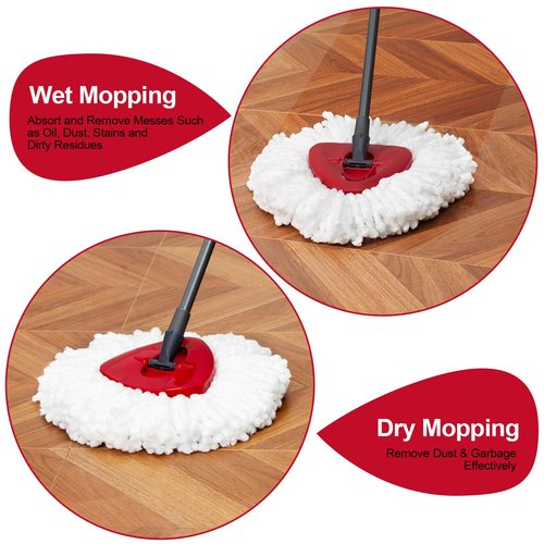 [3 Pack] Mop Replace Heads, Mop Refill Heads Replacements Compatible with O Cedar Spin Mop 1-Tank System- Easy to Replace, Microfiber, Machine Washable