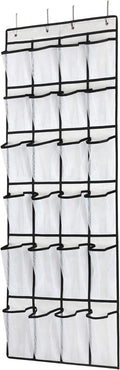 SAVERHO Over The Door Shoe Organizer - 24 Mesh Pockets for Efficient Storage | White Hanging Shoe Rack