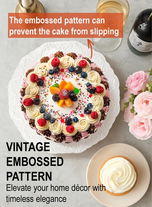 12" White Cake Stand for 10" Cake, Porcelain Cake Plate, Cake Pedestal Stand, Round Dessert Stand, Wedding Cake Stand for Party, Birthday, Baby Shower, Christmas, Home Decorating Cake Display Stand