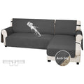 Easy-Going Waterproof Sectional Couch Covers with Chaise 2-Piece Non Slip L Shape Sofa Cover for Dogs Leakproof Furniture Protector Cover with Adjustable Strap for Pets (Large, Dark Gray)