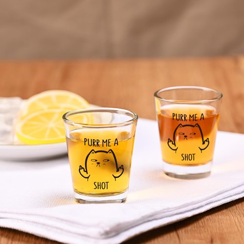 Futtumy Purr Me a Shot Glass, 2 OZ Cat Shot Glass, Funny Cat Gifts for Cats Lovers Men Women Cowoker Family Friend, Unique Present Idea Pet Lover BirthdayChristmas Gifts