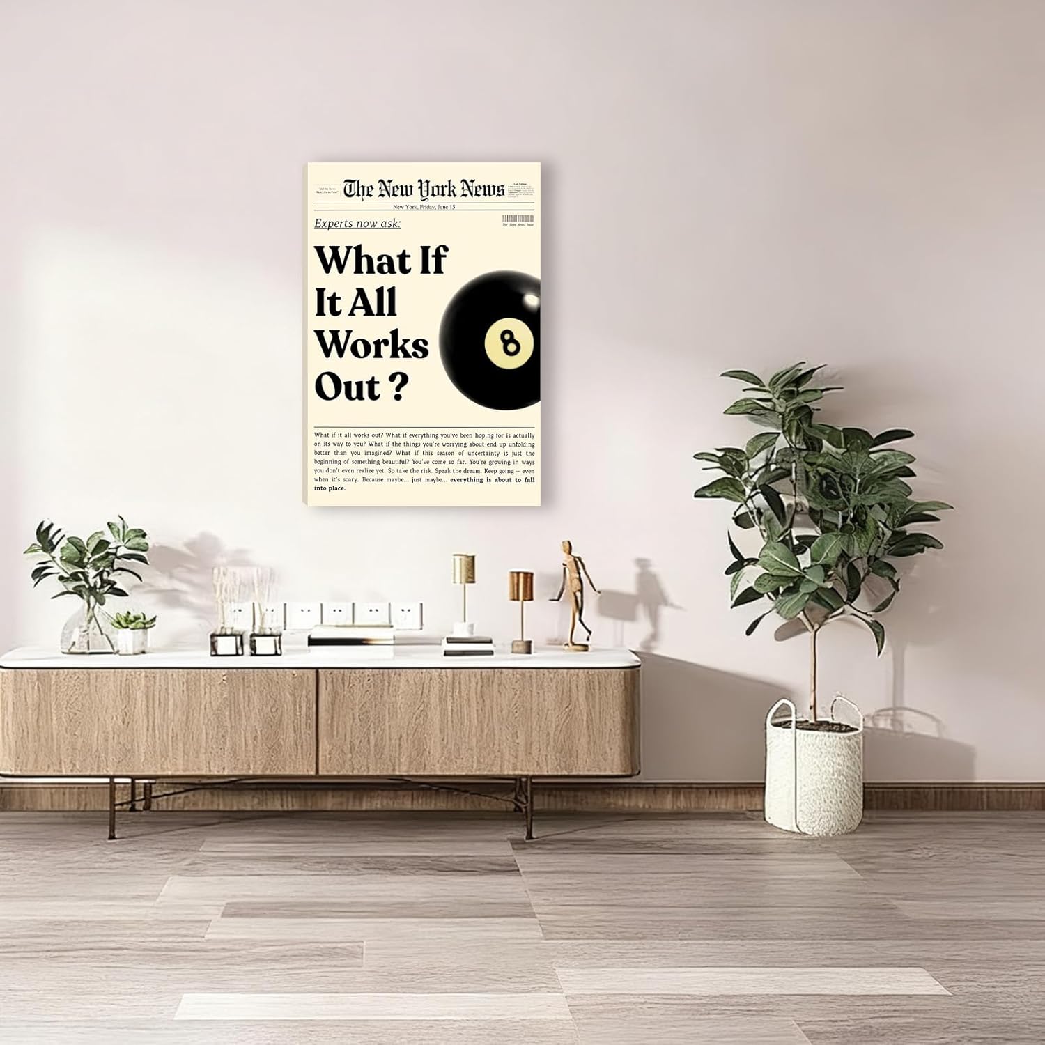 **What If It All Works Out | Black Canvas Wall Art - Inspirational Quotes for Home Decor | 12x18 in**