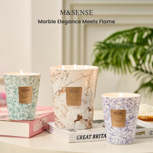 M&SENSE Extra Large Candle 35oz 150H Santal Scented 3-Wick Highly Scented Jar Candles, XL Candle for Home Decor, Long Lasting Aromatherapy Candle for Stress Relief, Meditation