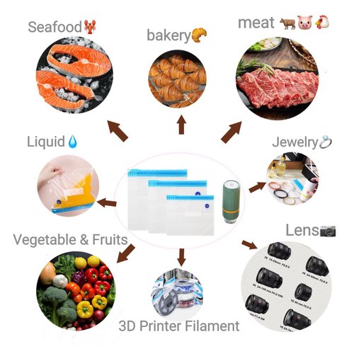 Sous Vide Bags-BPA-Free Reusable Vacuum Seal Bags for Food/Freezing safe-20pcs (8.6 * 8.5in) Vacuum Food Storage Bags & Seal Clips for Sous Vide Cooking-HOMYLAND