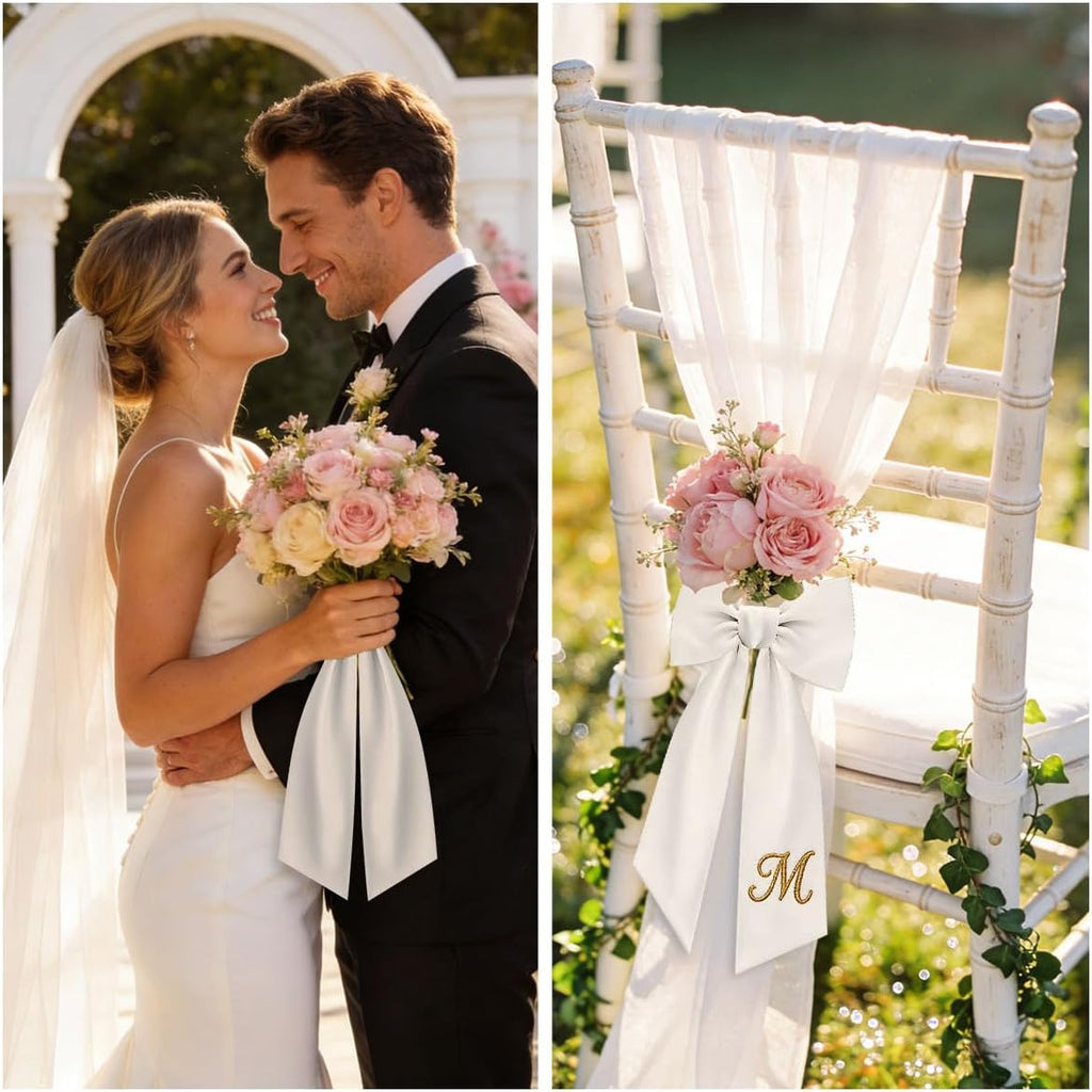 Skiennix Wreath Sash - 2Pcs White Embroidery Blanks for Monogramming | Perfect for Home, Party & Wedding Decor
