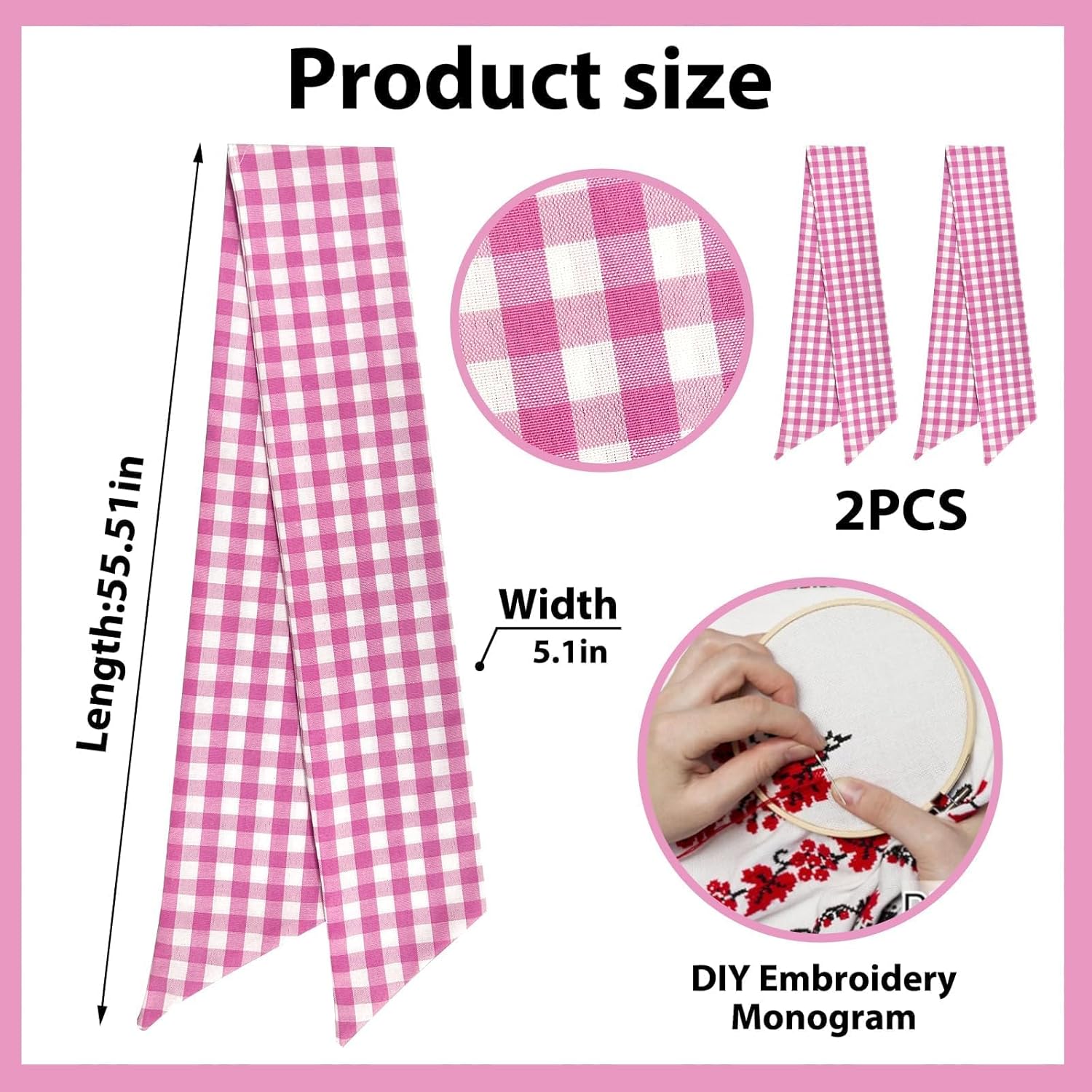 Skiennix Christmas Wreath Sash - Pink Plaid Burlap Decor for Front Door | 2-Piece Set for Celebrations