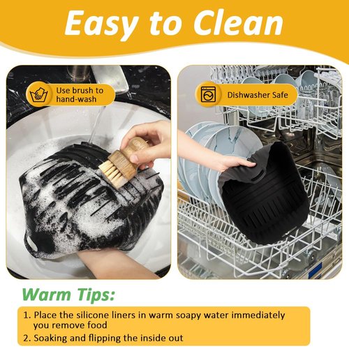 BYKITCHEN Large Air Fryer Silicone Liners Compatible with CHEFMAN 8QT/ 10 QT/ 12 QT & Other 8-12 Quart XL Airfryer, 2PCS 10 Inch Reusable Silicone Airfryer Oven Tray Insert, Air Fryer Accessories