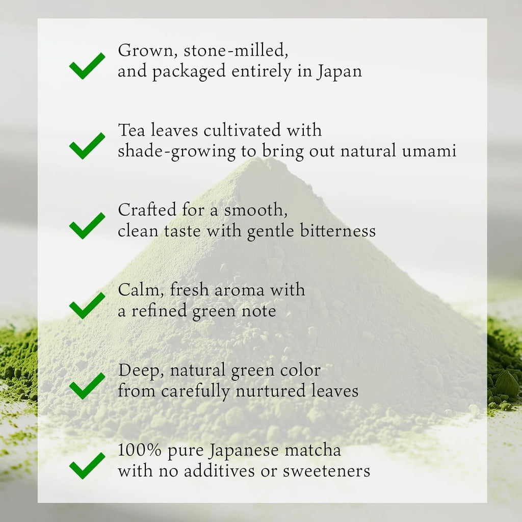 SHIZUGOKORO Authentic Japanese Matcha Green Tea Powder - Ceremonial Grade - Uji Kyoto - 30g (1.06oz)