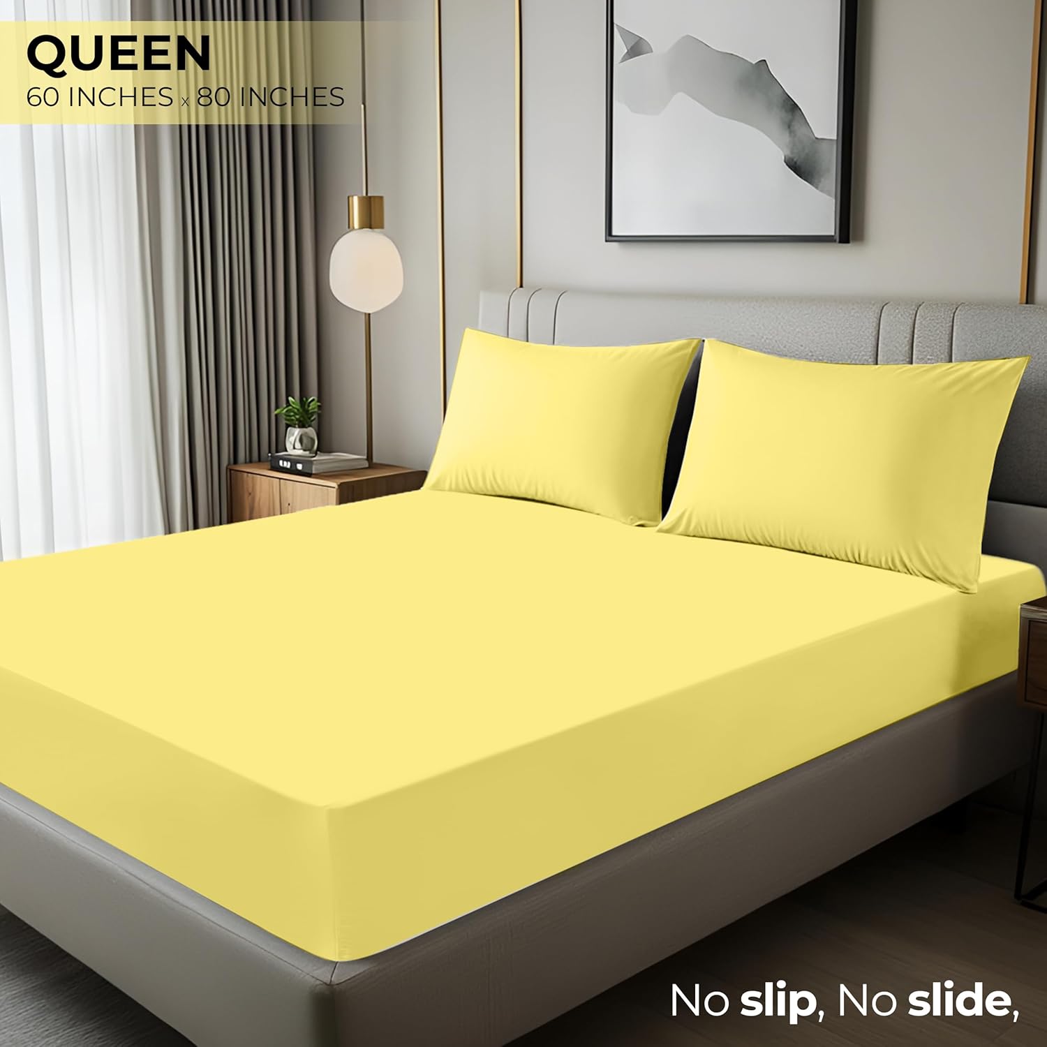 Utopia Bedding Queen Fitted Sheet - Soft Microfiber - Deep Pocket - Fade Resistant - Yellow