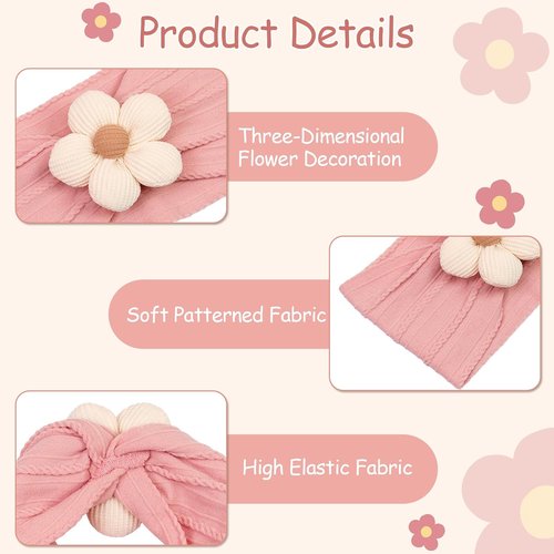 CÉLLOT Baby Flower Headbands - 5 Pcs Soft Nylon Hair Accessories for Newborns & Toddlers