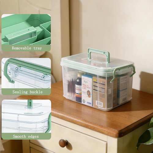 3-Piece Clear Medicine Organizer - Portable Medical Storage Box with Pill Cases & Removable Tray