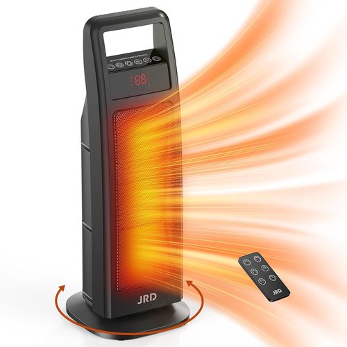 JRD 24" Fast Electric Space Heater with Remote, 75° Oscillation, 1-8H Timer, Thermostat, Safe Protection, 1500W Portable Heater for Indoor Use, Large Room Bedroom Office