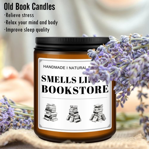 RIZOOCE Book Lovers Candle Gifts, Funny Gift Ideas for Book Lovers, Birthday Bookish Presents for Readers Librarian Bookworms -Old Book Candles (7Oz)