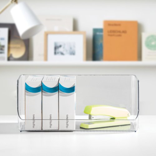 iDesign Stackable Open-Front Storage Bins for Kitchen and Pantry Organization - Set of 3 - Clear