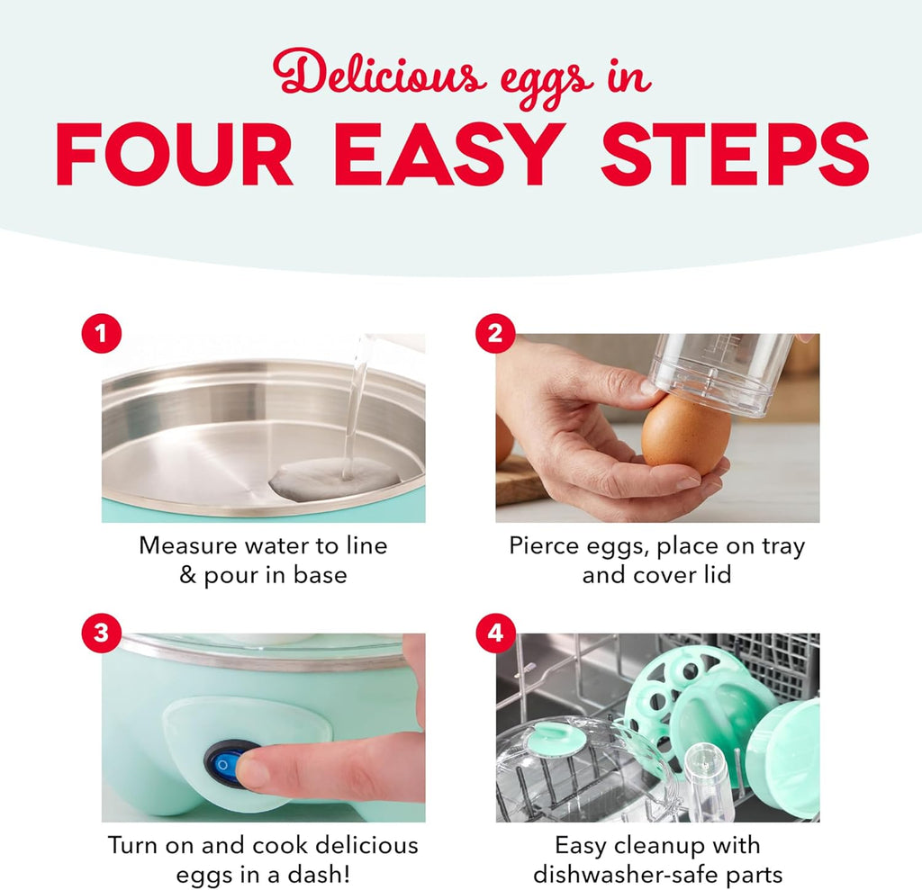 Dash Deluxe Egg Cooker - 3-in-1 Boiler, Poacher & Steamer - Holds 12 Eggs, Black | Dishwasher Safe & BPA Free