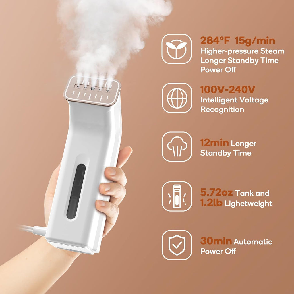 Skiennix Mini Travel Steamer - Dual Voltage 110-240V, 170ml Tank, Lightweight Handheld Wrinkle Remover