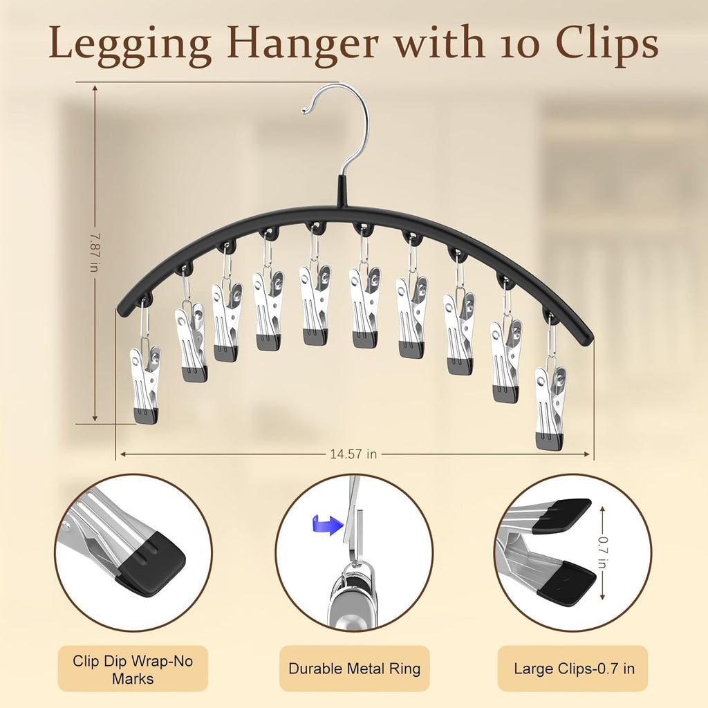 Volnamal 3-Pack Legging Organizer & 1-Pack Bra Hanger - Space-Saving Closet Storage for 10 Leggings & 20 Bras