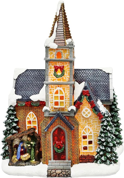 Moments In Time 20-Piece Lighted Christmas Village Set - Hand-Painted Holiday Display with LED Lights