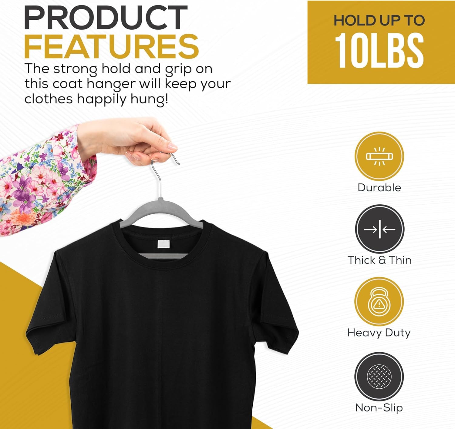 Techzoo Premium Velvet Hangers - 50 Pack Ultra Thin Non-Slip Adult Suit Hangers | Gray, 360° Swivel Hook