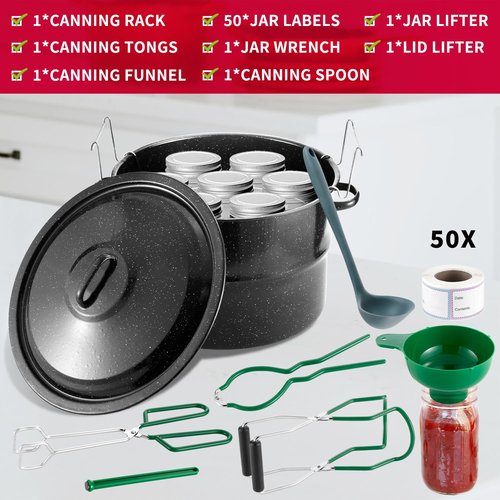 Canning Pot with Rack and Full Canning kits Set For Beginners,21.5 Quart Water Bath Canning Pot Canners for Canning with Rack and Lid,Canning Supplies Starter kits Set by DIMESHY