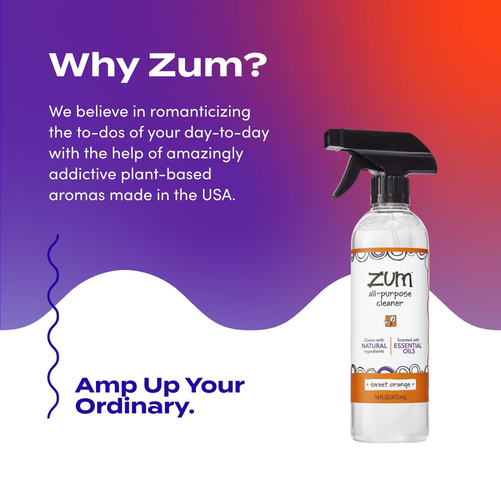 Zum by Indigo Wild All-Purpose Cleaner - Natural Multipurpose Cleaner Made with Essential Oils, Baking Soda & More - Sweet Orange, 16 fl oz