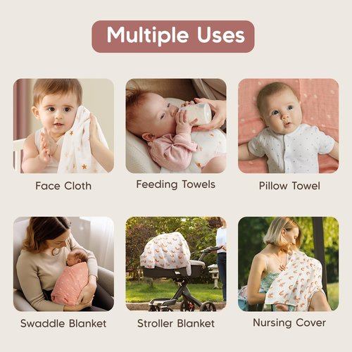 Maliton Muslin Swaddle Blankets for Newborn, 6-Pack Breathable Receiving Blanket (27" x 27") Soft Baby Blankets for Girls and Boys, Baby Burp Cloths with 3-Layer Cotton Design for Infant Wrap(Rainbow)