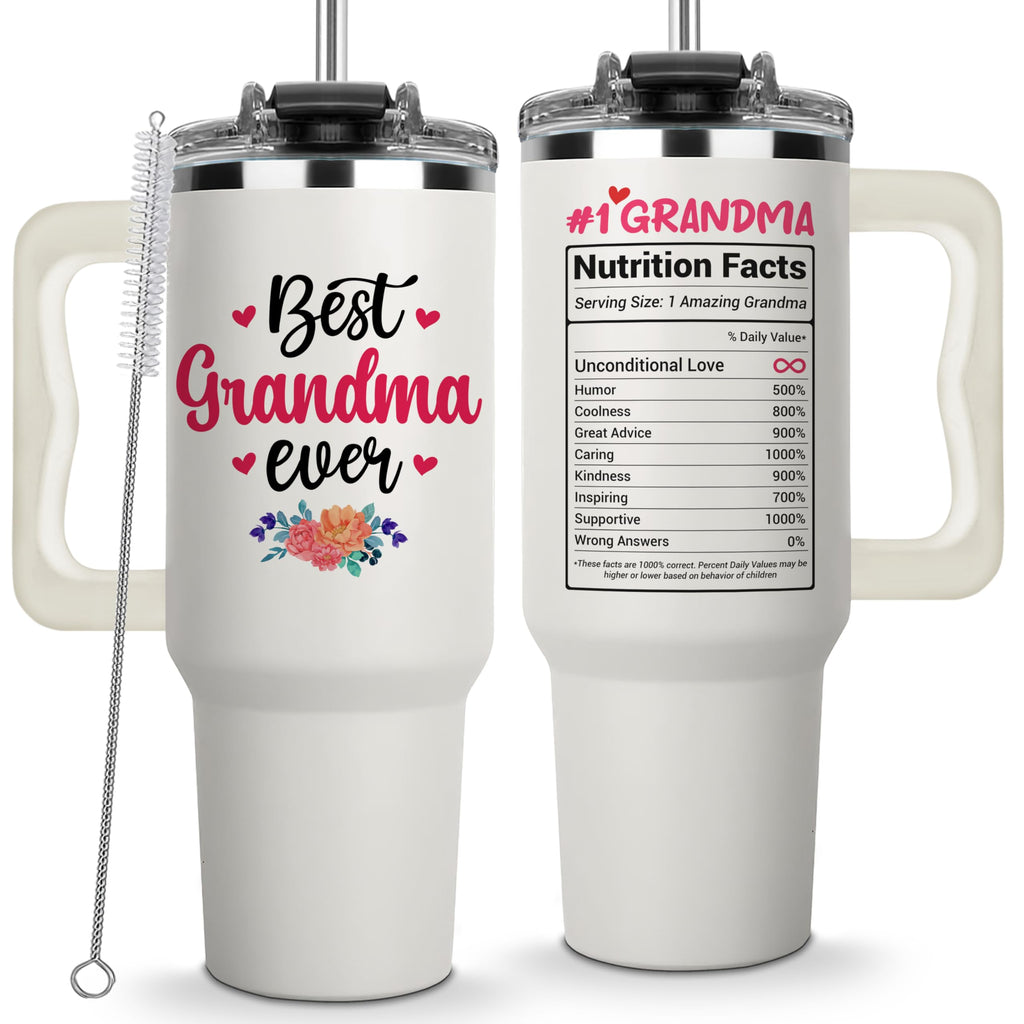 Vivulla68 Gifts for Grandma From Grandchild, Grandkids - Best Grandma Ever Tumbler 40Oz - Grandmother Coffee Mug, Gifts Ideas for Grandmas, Grammy - Grandmother Birthday Gift, Grandmy Cup