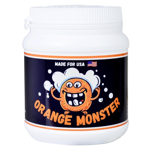 Orange Monster Simple Powder 2 Glass Cleaner, 1lb Jar, No Shaking, No Scrubbing, No Brush, Soak & Rinse, for Glass, Ceramic, Metal, Refresh Citrus Scent