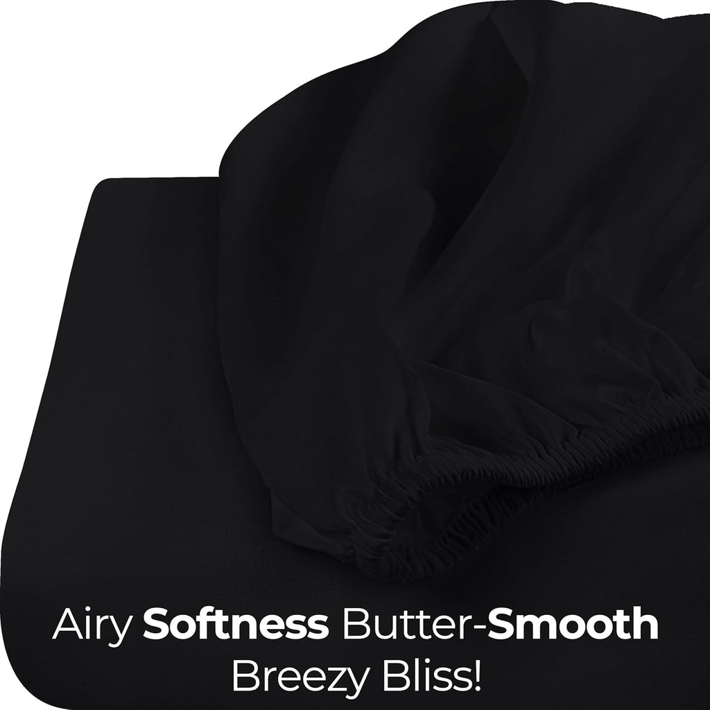 Utopia Bedding King Fitted Sheet - Deep Pocket Soft Microfiber - Fade Resistant & Easy Care (Black)