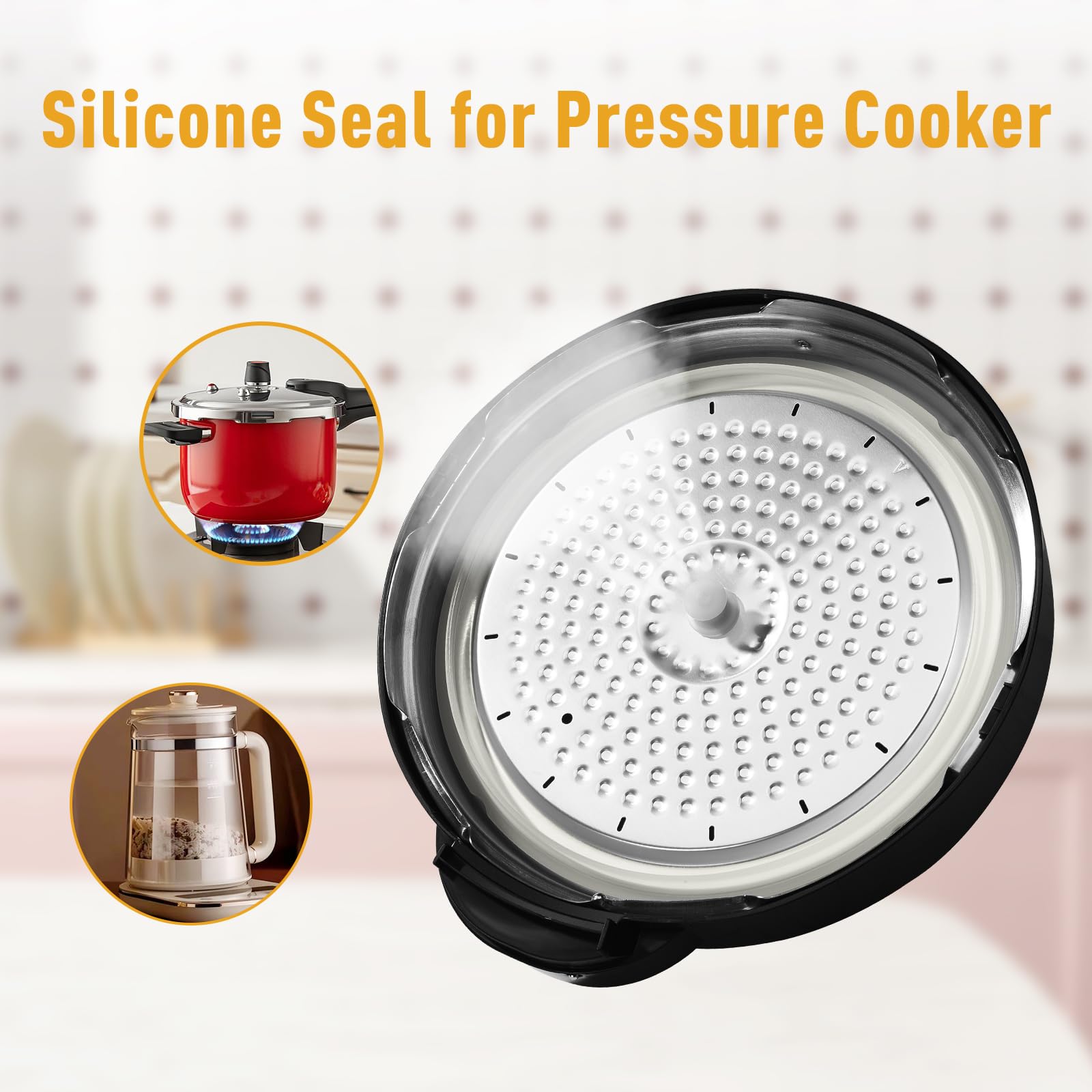 Silicone Sealing Ring 8qt for InstaPot Sealing ring - Compatible Replacement Parts for Duo80, Lux80, Smart-80, CSG80, and More - Pressure Cooker Seal Ring-3 Pack