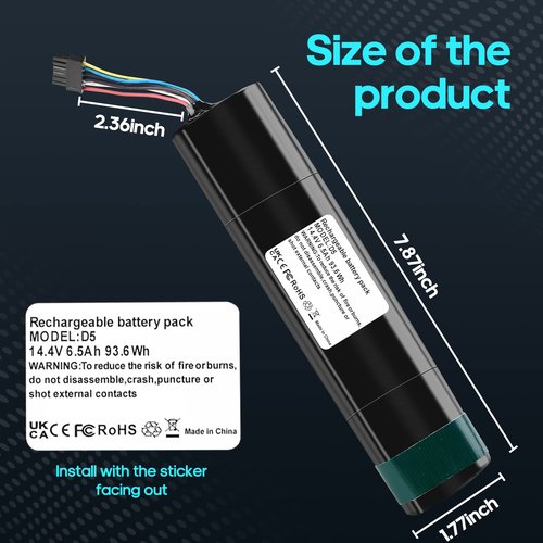 Szxtdzsw 14.4V 6500mAh Replacement for Neato Battery Compatible with Neato D3 D4 D5 D6 D7 Robotic Vacuum Cleaners,Part Number: 945-0225, Black