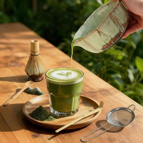 VENSEEN Matcha Whisk Set, 8 Pcs Matcha Kit with Bowl and Whisk Holder, Ceramic Japanese Complete Macha Starter Kit for Beginners, Gift for Macha Lovers (Green)