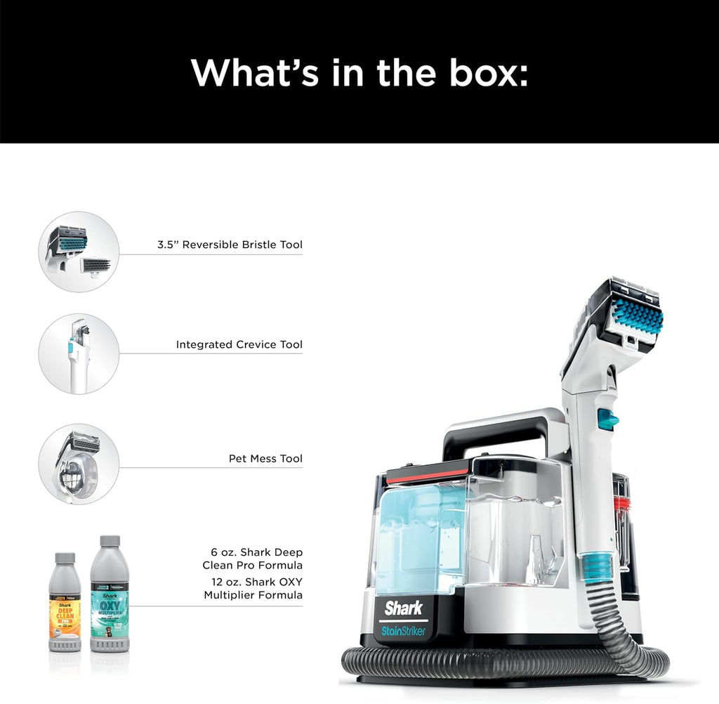 Shark StainStriker Portable Carpet Cleaner - Pet Mess Extractor & Odor Remover | White, PX201