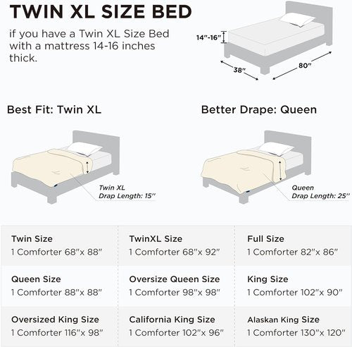 Bedsure Comforter Duvet Insert - All-Season Twin XL Quilted Bedding, GentleSoft Down Alternative, White 92 x 68 Inches