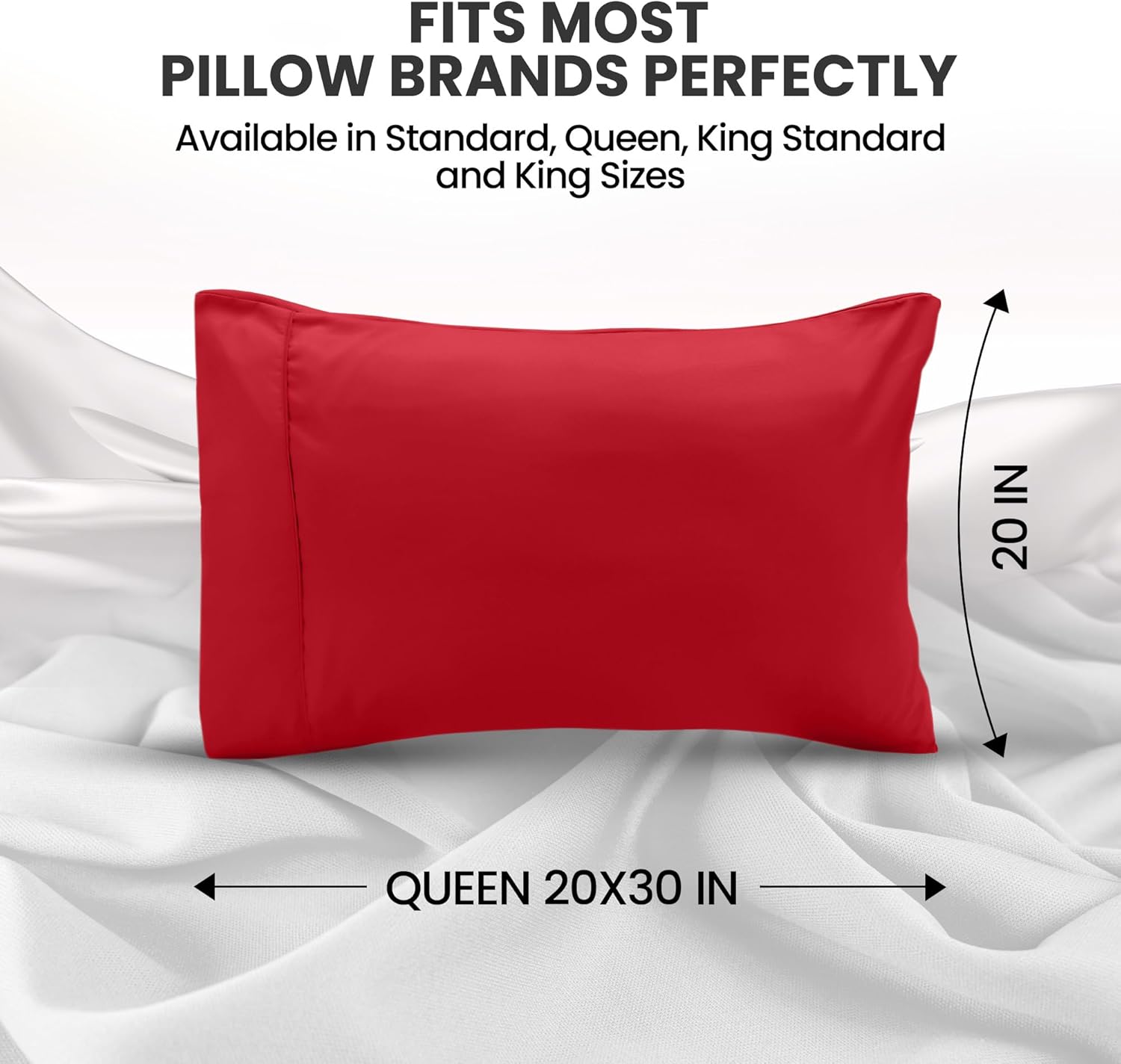 Utopia Bedding Queen Pillow Cases - Soft Brushed Microfiber - 2 Pack, Fade Resistant, 20 x 30 Inches | Red