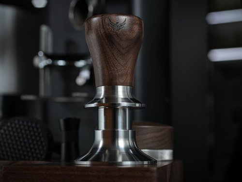 KNODOS 54mm Espresso Tamper For Breville Machines Calibrated Tamper Tool Espresso Walnut, Auto-Leveling and 30lb Spring Loaded Design Coffee Tamper With Stainless Steel 53.35mm Ripple Base