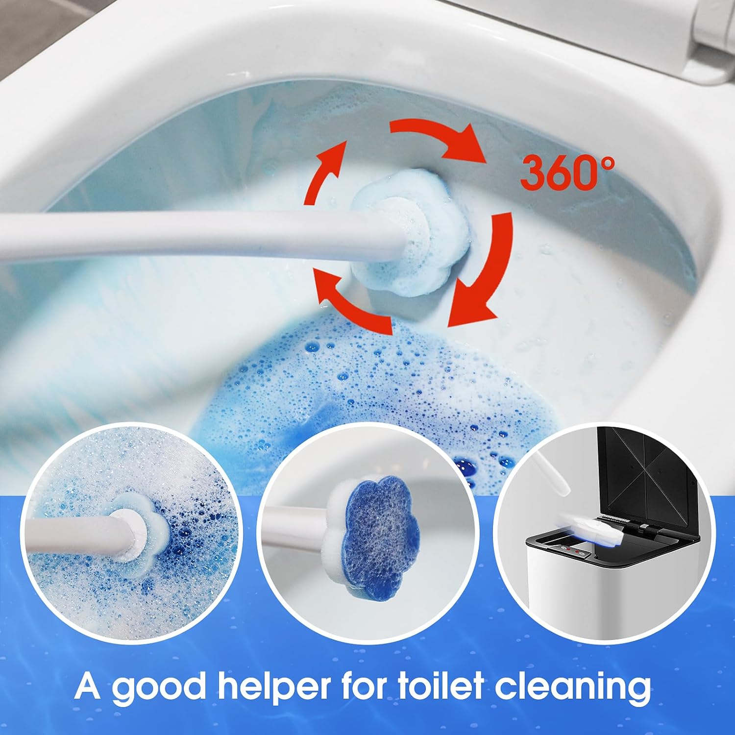 Topo Bear Toilet Bowl Brush - Disposable Cleaner with 40 Refills | Complete Cleaning System Kit